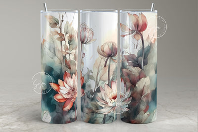 Flower Tumbler PNG, Alcohol Ink, Watercolor Floral Tumbler Wrap PNG, 20 oz Skinny Tumbler, Wild Flower Print, Seamless Sublimation, Digital Download Sublimation Syre Digital Creations 