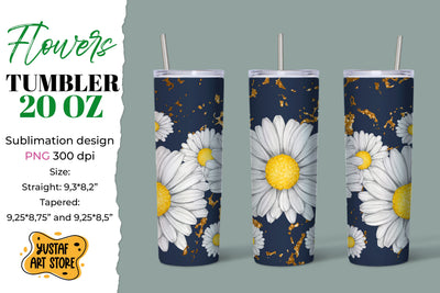 Flower tumbler sublimation design. Daisy/Chamomile Tumbler Sublimation Yustaf Art Store 