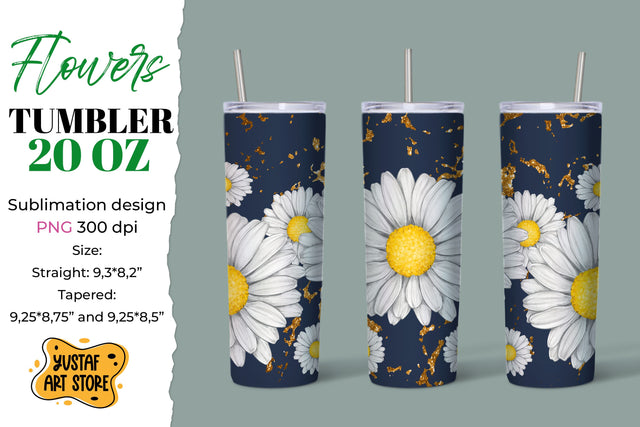 Flower tumbler sublimation design. Daisy/Chamomile Tumbler Sublimation Yustaf Art Store 