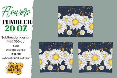 Flower tumbler sublimation design. Daisy/Chamomile Tumbler Sublimation Yustaf Art Store 
