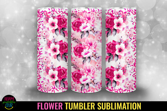 Flower Tumbler Sublimation I Pink Flowers Tumbler Sublimation Sublimation Happy Printables Club 