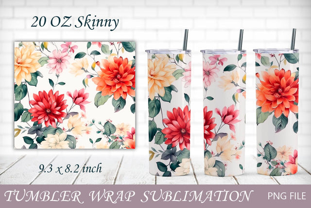 Flower tumbler wrap, 20oz skinny tumbler sublimation Sublimation AnastasiyaArtDesign 