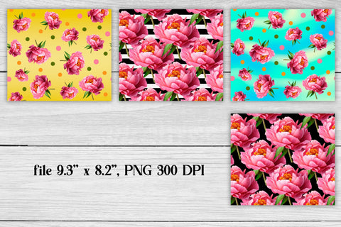 Flower tumbler wrap bundle | Peonies tumbler Sublimation Svetana Studio 