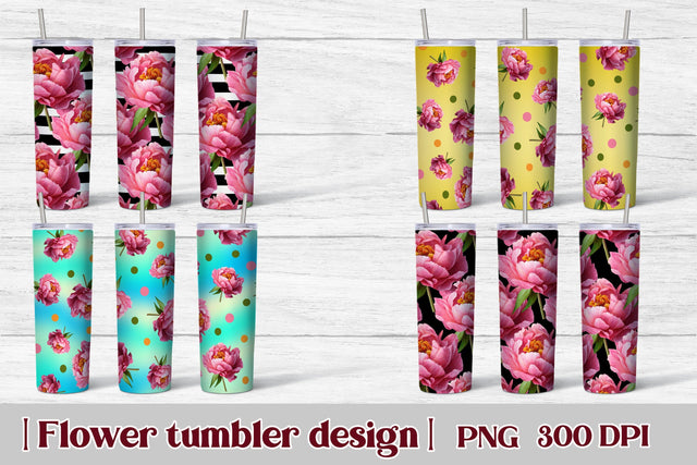 Flower tumbler wrap bundle | Peonies tumbler Sublimation Svetana Studio 