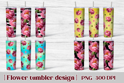 Flower tumbler wrap bundle | Peonies tumbler Sublimation Svetana Studio 