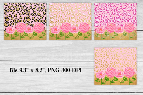 Flower tumbler wrap bundle | Pink leopard tumbler Sublimation Svetana Studio 