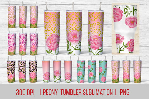 Flower tumbler wrap bundle | Pink leopard tumbler Sublimation Svetana Studio 