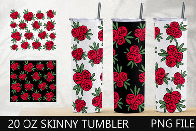 Flower tumbler wrap png, Floral 20 oz skinny tumbler, Red rose sublimation Sublimation AnastasiyaArtDesign 