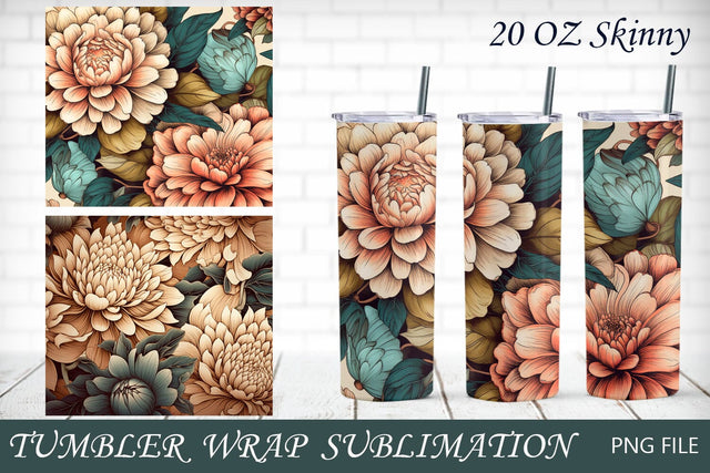 Flower tumbler wrap png, Peony 20 oz skinny tumbler sublimation Sublimation AnastasiyaArtDesign 