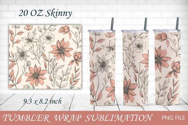 Flower tumbler wrap sublimation, Floral tumbler png, 20 oz skinny Sublimation AnastasiyaArtDesign 