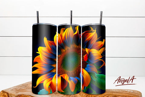 Flower tumbler wrap. Sunflower sublimation tumbler design Sublimation Angelina Semenova 