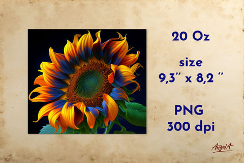 Flower tumbler wrap. Sunflower sublimation tumbler design Sublimation Angelina Semenova 