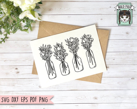 Flower Vase SVG file, Flower SVG files, Floral svg files, Flower cut files, Floral Vase svg, Flower Bouquet, Vase cut file, Flower Clipart, Floral Vector SVG Wild Pilot 