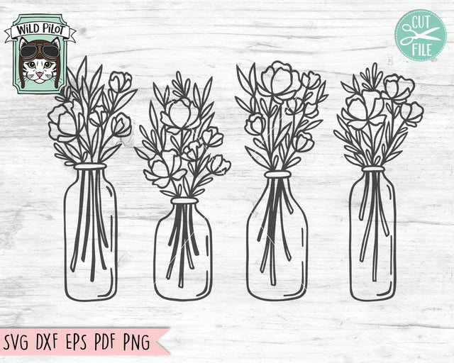Flower Vase SVG file, Flower SVG files, Floral svg files, Flower cut files, Floral Vase svg, Flower Bouquet, Vase cut file, Flower Clipart, Floral Vector SVG Wild Pilot 