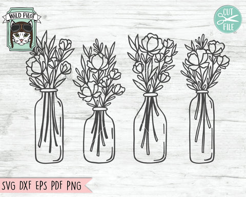 Flower Vase SVG file, Flower SVG files, Floral svg files, Flower cut files, Floral Vase svg, Flower Bouquet, Vase cut file, Flower Clipart, Floral Vector SVG Wild Pilot 