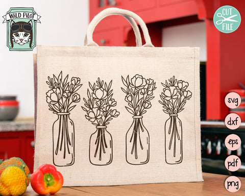 Flower Vase SVG file, Flower SVG files, Floral svg files, Flower cut files, Floral Vase svg, Flower Bouquet, Vase cut file, Flower Clipart, Floral Vector SVG Wild Pilot 