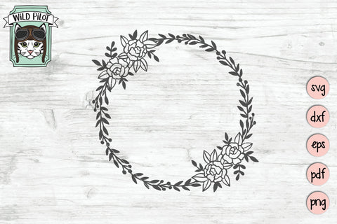 Flower Vine Wreath Monogram Frame SVG Cut File SVG Wild Pilot 