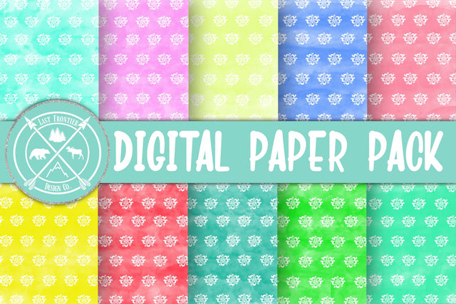 Flower Watercolor digital paper bundle Digital Pattern Last Frontier Design Co. 