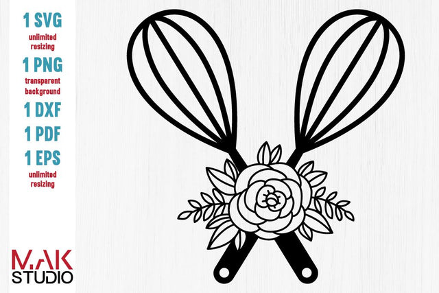 Flower whisk svg - Floral whisk svg - Floral whisk dxf - Kitchen svg - Baking svg - Kitchen utensil svg SVG MAKStudion 