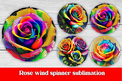 Flower wind spinner sublimation | Rainbow rose wind spinner Sublimation Svetana Studio 