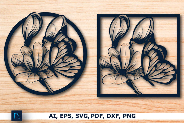 flower with butterfly Wall decor Bundle SVG MD JOYNAL ABDIN 