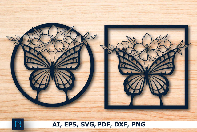 flower with butterfly Wall Decor Bundle SVG MD JOYNAL ABDIN 