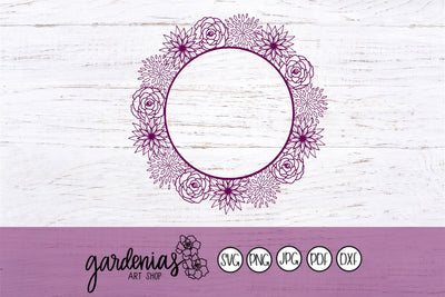 Flower Wreath Frame SVG Gardenias Art Shop 