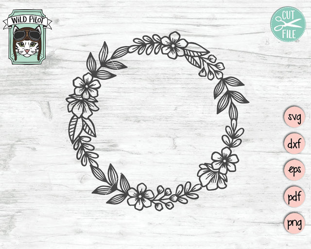 Flower Wreath Monogram Frame SVG Cut File SVG Wild Pilot 