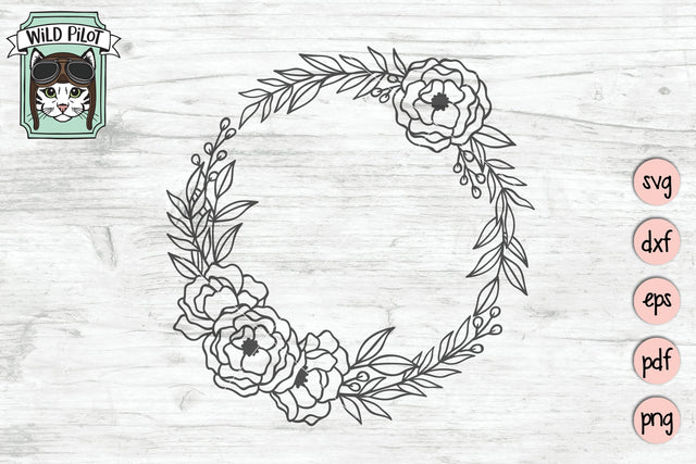 Flower Wreath Monogram Frame SVG Cut File SVG Wild Pilot 