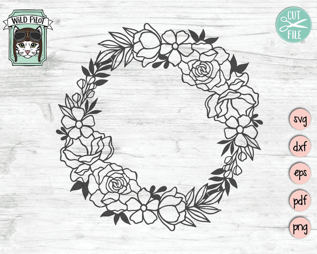 Flower Wreath Monogram Frame SVG Cut File SVG Wild Pilot 