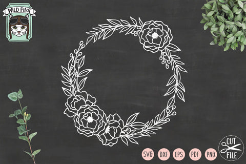 Flower Wreath Monogram Frame SVG Cut File SVG Wild Pilot 