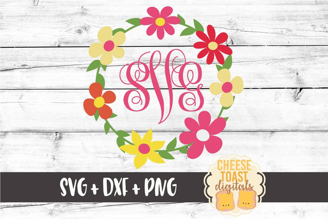 Flower Wreath - Monogram SVG File SVG Cheese Toast Digitals 
