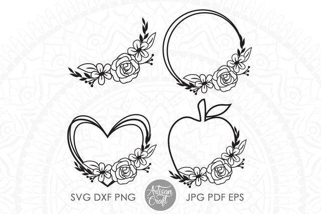 Flower Wreath SVG, Apple frame SVG Artisan Craft SVG 
