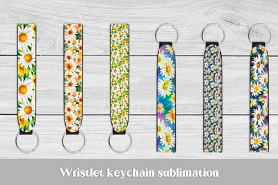 Flower wristlet keychain | Daisy key fob wristlet Sublimation Svetana Studio 