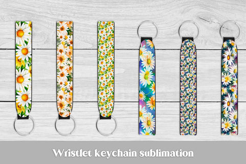 Flower wristlet keychain | Daisy key fob wristlet Sublimation Svetana Studio 