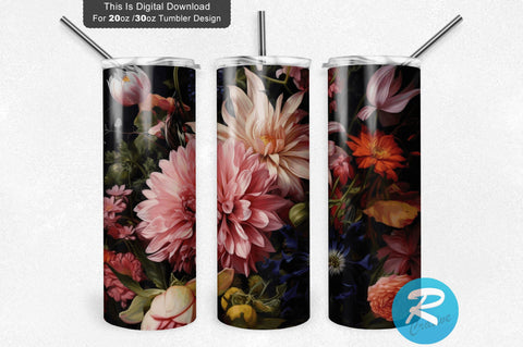 Flowers 20 oz / 30 oz Skinny Tumbler Sublimation Regulrcrative 