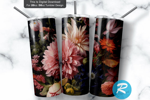 Flowers 20 oz / 30 oz Skinny Tumbler Sublimation Regulrcrative 