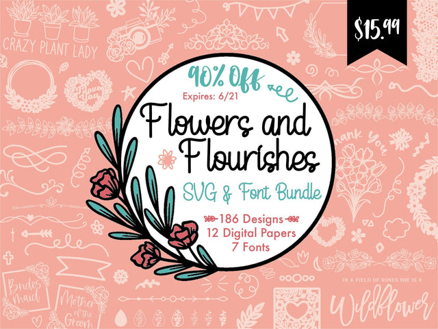 Flowers and Flourishes SVG & Font Bundle Bundle So Fontsy Design Shop 