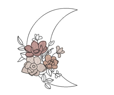 Flowers and Moon C Embroidery Design Embroidery/Applique DESIGNS Canada Embroidery 