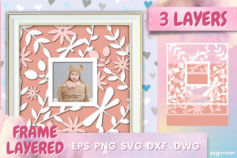 Flowers Baby Photo Frame SVG | Papercut baby | Shadowbox SVG SvgOcean 