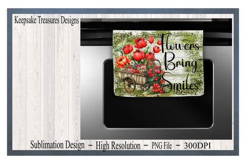 Flowers Bring Smiles, Rustic Flora Wagon, PNG For Sublimation Design, Leopard and Wood, Digital Download, Sublimation Printing Sublimation Keepsake Treasures Designs LLC. 