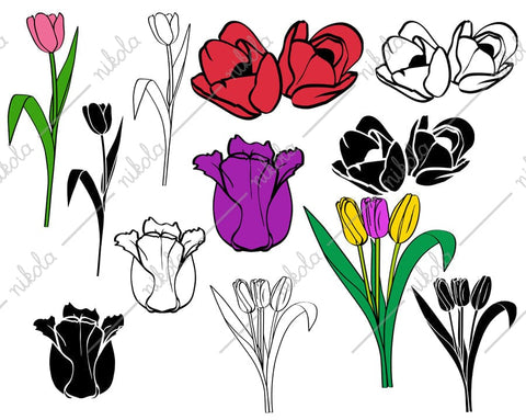 Flowers Bundle Clipart Cut File PNG SVG EPS DXF PDF SVG nikola 