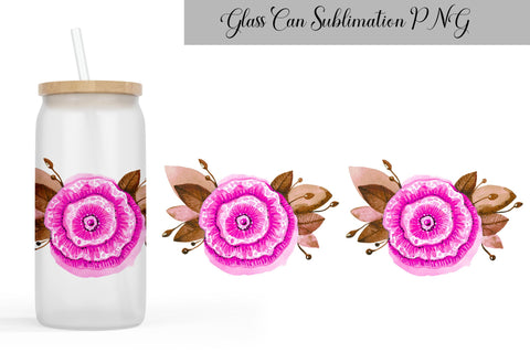 Flowers Can Glass Wrap Sublimation WatercolorColorDream 