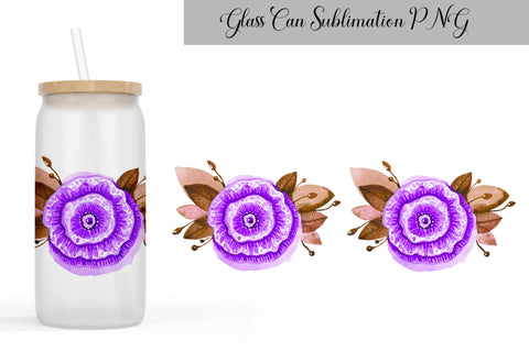 Flowers Can Glass Wrap Sublimation WatercolorColorDream 