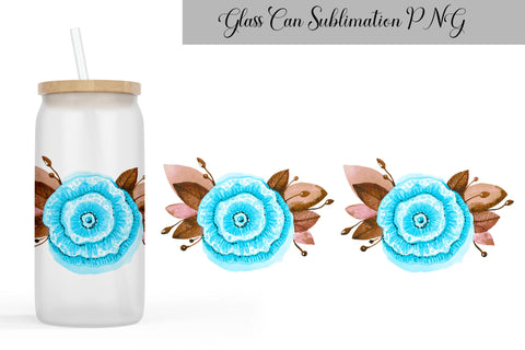 Flowers Can Glass Wrap Sublimation WatercolorColorDream 