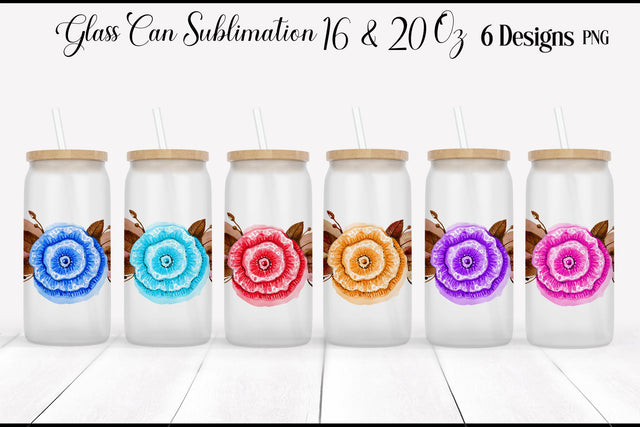 Flowers Can Glass Wrap Sublimation WatercolorColorDream 