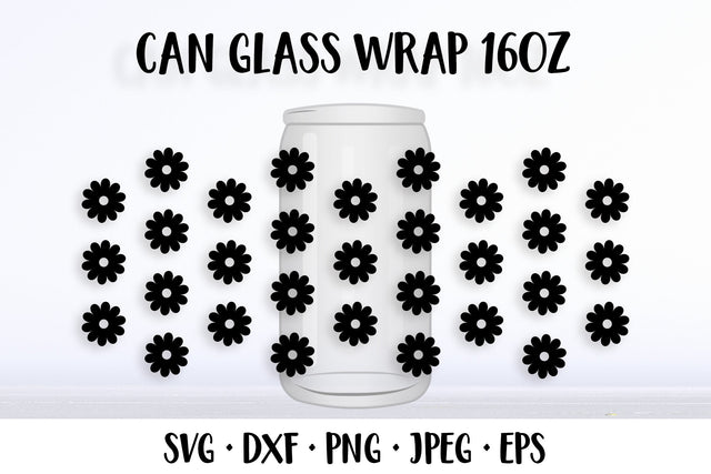 Flowers can glass wrap template SVG. Summer glass can SVG LaBelezoka 