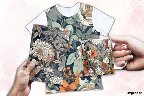 Flowers Digital Paper | Sublimation Background SVG SvgOcean 