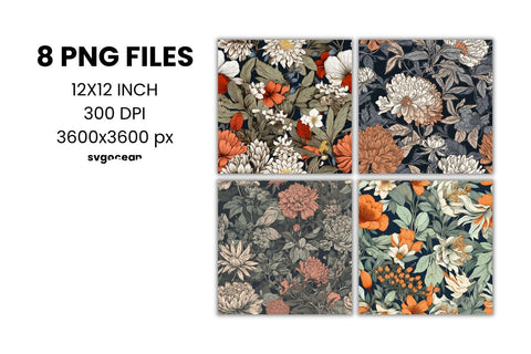 Flowers Digital Paper | Sublimation Background SVG SvgOcean 