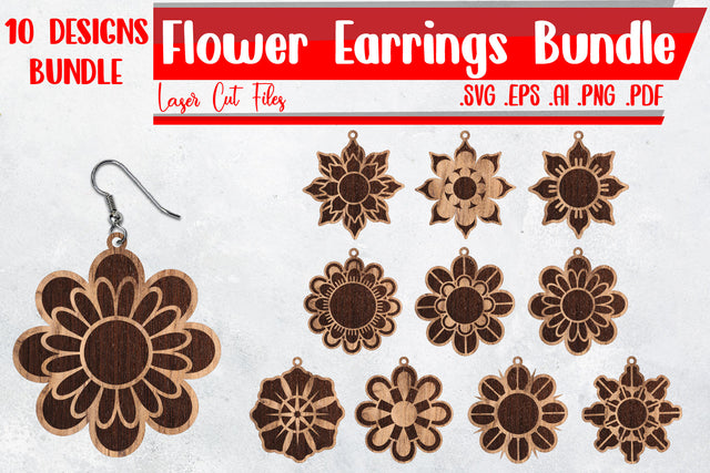 Flowers Earrings Bundle - svg eps ai png pdf SVG zafrans studio 
